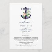 Anker Bloemen Nautische Zomer Bruiloft Route Programmakaart (Voorkant)