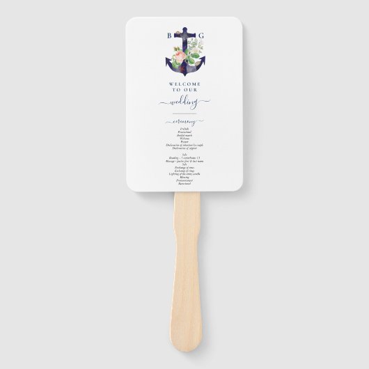 Anker Bloemrijke Zeevaart Zomer Trouwprogramma Handwaaier (Voorkant)