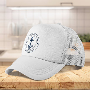 Anker Bootsnaam Navy Blauwe Oceaan Trucker Pet