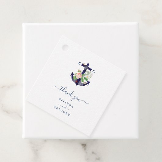 Anker Botanische Bloemen Nautische Zomer Bruiloft Bedankjes Labels (In situ)