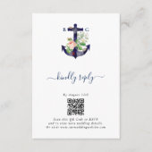 Anker Botanische Bloemen Nautische Zomer Bruiloft Informatiekaartje (Voorkant)