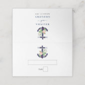 Anker Botanische Bloemen Nautische Zomer Bruiloft Plaatskaartje (Buitenkant ongevouwen)