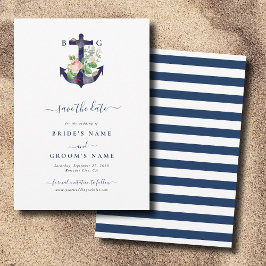 Anker Botanische Bloemen Nautische Zomer Bruiloft Save The Date