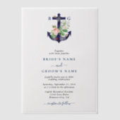 Anker Botanische Bloemen Nautische Zomer Bruiloft Vellum Uitnodigingen (Voorkant)