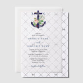 Anker Botanische Bloemen Nautische Zomer Bruiloft Vellum Uitnodigingen (Offset (Uitnodiging))