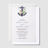 Anker Botanische Bloemen Nautische Zomer Bruiloft Vellum Uitnodigingen (Offset)