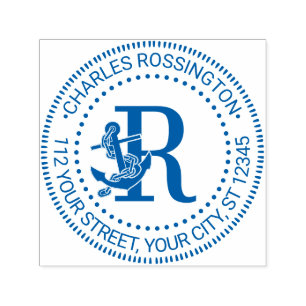 Anker boven enkele vetgedrukte init-monoom naam ad  zelfinktende stempel