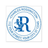 Anker boven enkelvoudig vet monogram naam adres  zelfinktende stempel (Design)