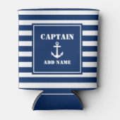 Anker Captain Voeg naam of bootnaam toe blauw gest Blikjeskoeler (Voorkant)