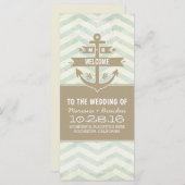 Anker Chevron Nautische Trouwprogramma's Programmakaart (Voorkant / Achterkant)