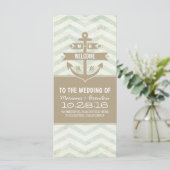 Anker Chevron Nautische Trouwprogramma's Programmakaart (Staand voorkant)