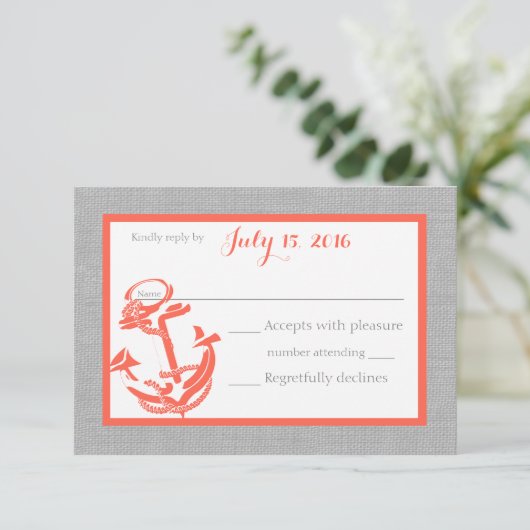 Anker Coral and Grey Response Kaart (Staand voorkant)