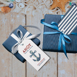 Anker Dank u Nautisch Baby shower Cadeaulabel