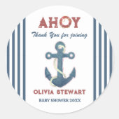 Anker Dank u Nautisch Baby shower Ronde Sticker (Voorkant)