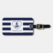 Anker en blauw streepjespatroon bagagelabel (Voorkant horizontaal)