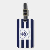 Anker en blauw streepjespatroon bagagelabel (Voorkant verticaal)