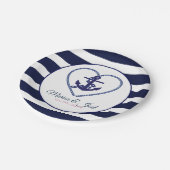 Anker en blauwe strepen papieren bordje (Gekanteld)