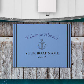 Anker en Bootnaam Korenbloem Blauw Nautisch Deurmat