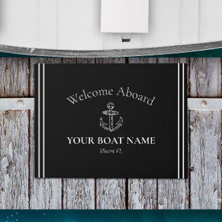 Anker en Bootnaam Zwart & Wit Nautisch Deurmat