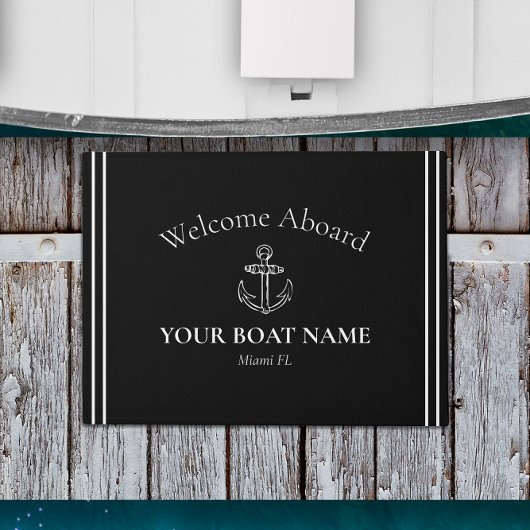 Anker en Bootnaam Zwart & Wit Nautisch Deurmat
