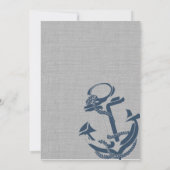 Anker en Chevron Navy Blauw en Grijs Bruiloft Kaart (Achterkant)