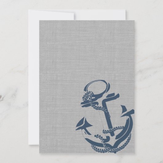 Anker en Chevron Navy Blauw en Grijs Bruiloft Kaart (Achterkant)