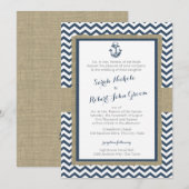 Anker en Chevron Navy Blue Rustieke bruiloft Kaart (Voorkant / Achterkant)