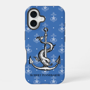 Anker en Dolfijn Nautilisch Thema iPhone 16 Hoesje