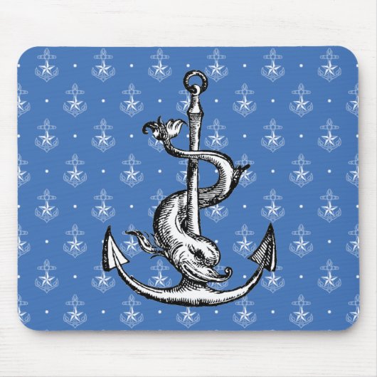 Anker en Dolphin Nautical Muismat (Voorkant)