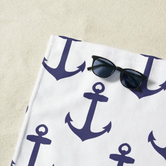 Anker en gestreepte gepersonaliseerde strandlaken (In situ)