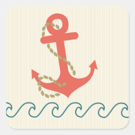 Anker en golven nautisch vierkante sticker