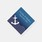 Anker en golven op de blauwe bruiloft servetten (Hoek)