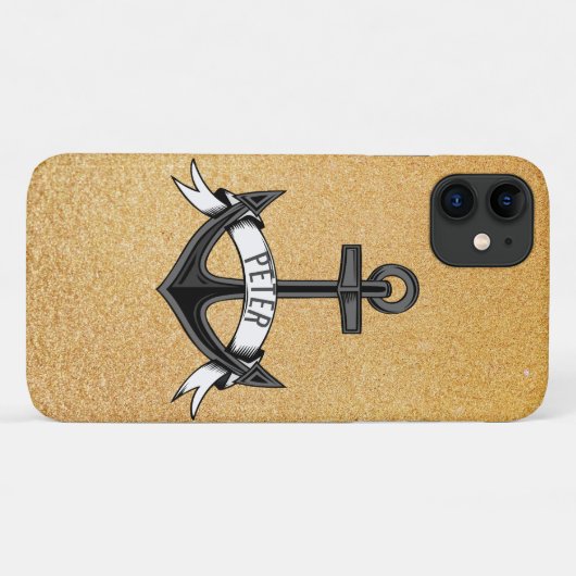 Anker en gouden glitter Case-Mate iPhone case (Achterkant (horizontaal))