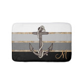Anker en helling (zwarte gradiënt w/ monogram) badmat (Voorkant)
