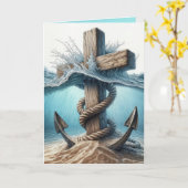 Anker en kruis in de golven van de oceaan die aan  kaart (Gele Bloem)