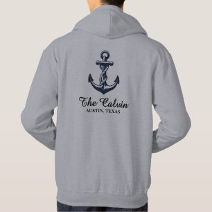 Anker en lijn bootnaam hoodie