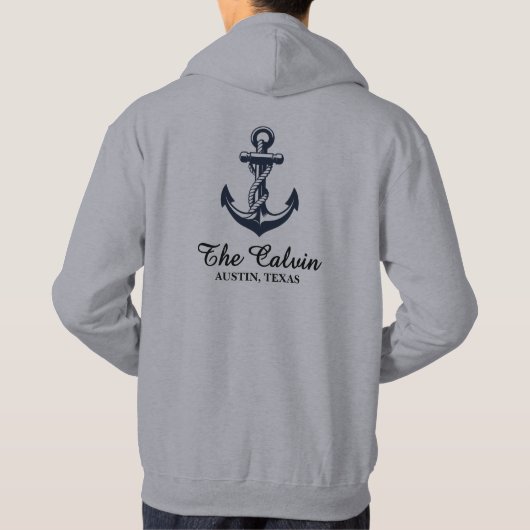 Anker en lijn bootnaam hoodie (Achterkant)
