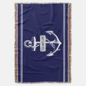  anker en naam marineblauw, wit deken (Voorkant Verticaal)