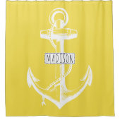  anker en naam op geel nautisch douchegordijn (Voorkant)