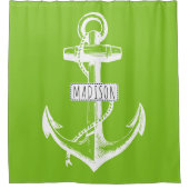 anker en noem kalk groen nautisch douchegordijn (Voorkant)