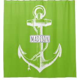  anker en noem kalk groen nautisch douchegordijn