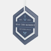 Anker en oor | Naam aangepaste boot Glas Ornament (Voorkant links)