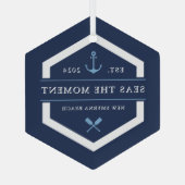 Anker en oor | Naam aangepaste boot Glas Ornament (Achterkant)