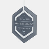 Anker en oor | Naam aangepaste boot Glas Ornament (Voorkant links)