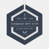 Anker en oor | Naam aangepaste boot Glas Ornament (Achterkant)