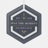 Anker en oor | Naam vaartuig Glas Ornament (Voorkant)