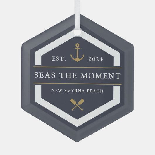 Anker en oor | Naam vaartuig Glas Ornament (Voorkant)