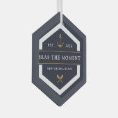 Anker en oor | Naam vaartuig Glas Ornament (Voorkant Rechts)