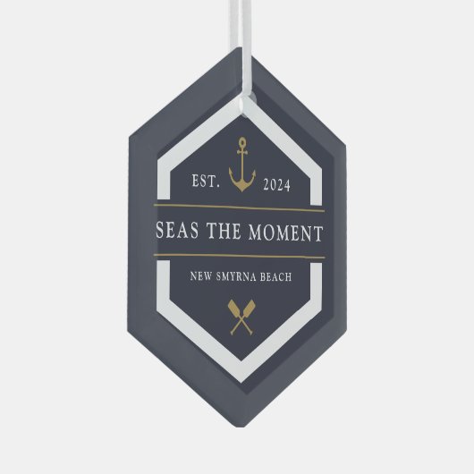 Anker en oor | Naam vaartuig Glas Ornament (Voorkant Rechts)