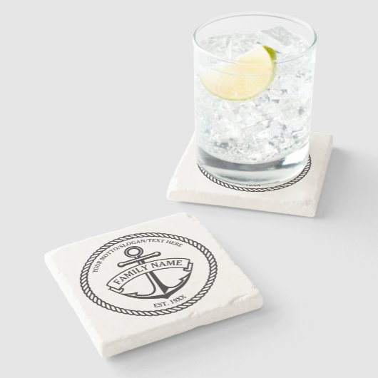 Anker- en ringfamilie/bootstaartwit-Onderzetter Stenen Onderzetter (Zijkant)